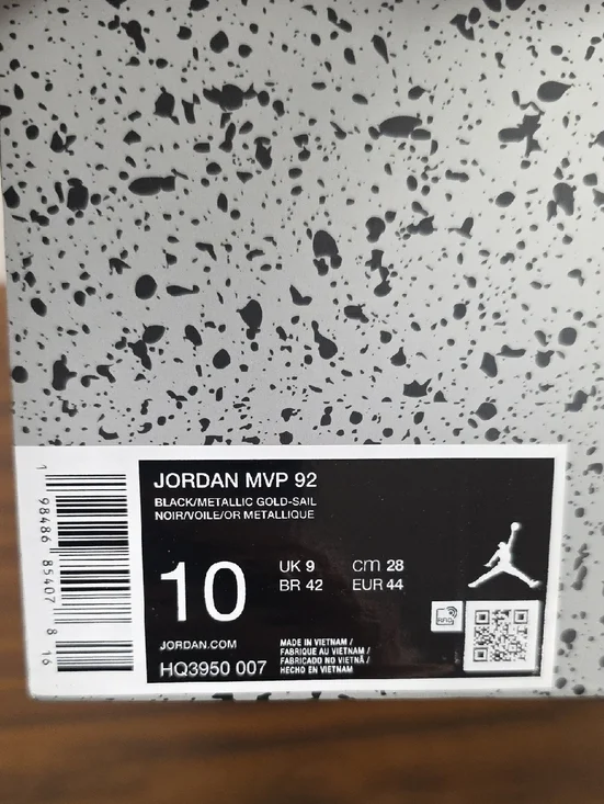 Jordan MVP 92 Black/Metallic Gold Men's 10 HQ3950-007 New